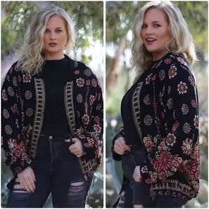 Black Printed Boho Bomber Jacket